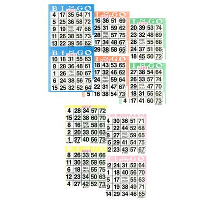 American Games Bingo Paper Game Cards - 2 Cards - 5 Sheets - 125 Books per Pack - 5 Colors, Made in USA