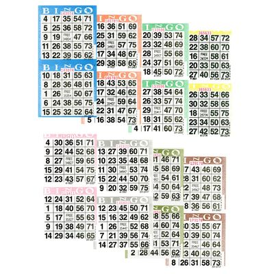 American Games Bingo Paper Game Cards - 2 Cards - 8 Sheets - 8 Colors, 50 Books per Pack - Made in USA