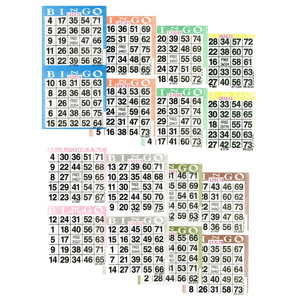 American Games Bingo Paper Game Cards - 2 Cards - 8 Sheets - 8 Colors, 50 Books per Pack - Made in USA