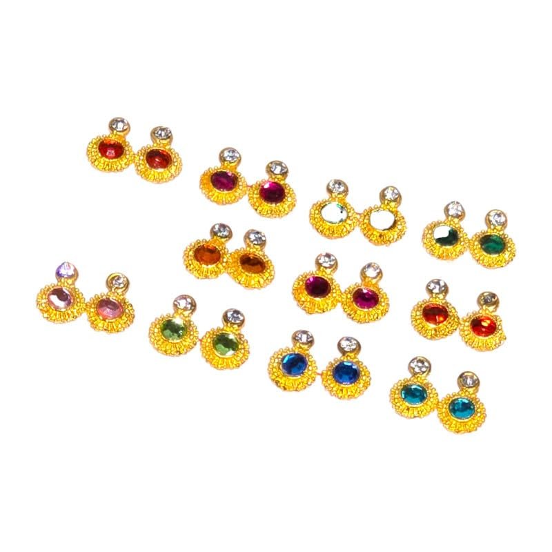 Basuri Creation Laddu Gopal Beautiful Deity Earings/Deity Tops for All Idols/Mix Colours/Set of 6 (Size 4no) 2214