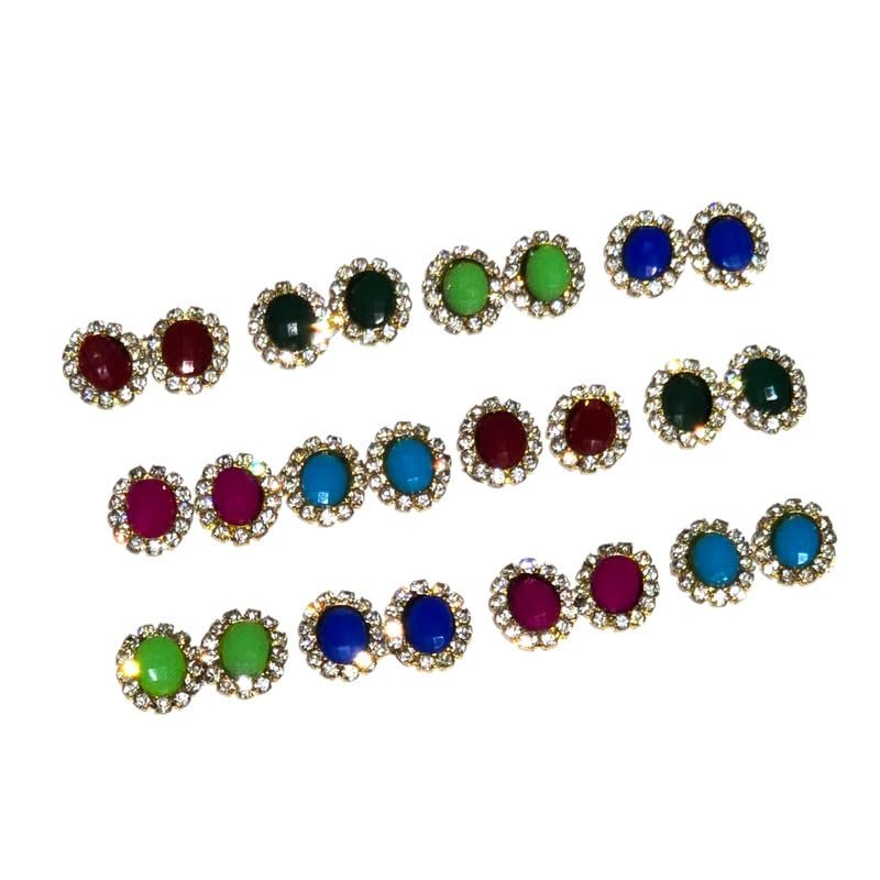 Basuri Creation Laddu Gopal Beautiful Deity Earings/Deity Tops for All Idols/Mix Colours/Set of 6 (Size7no) 2209