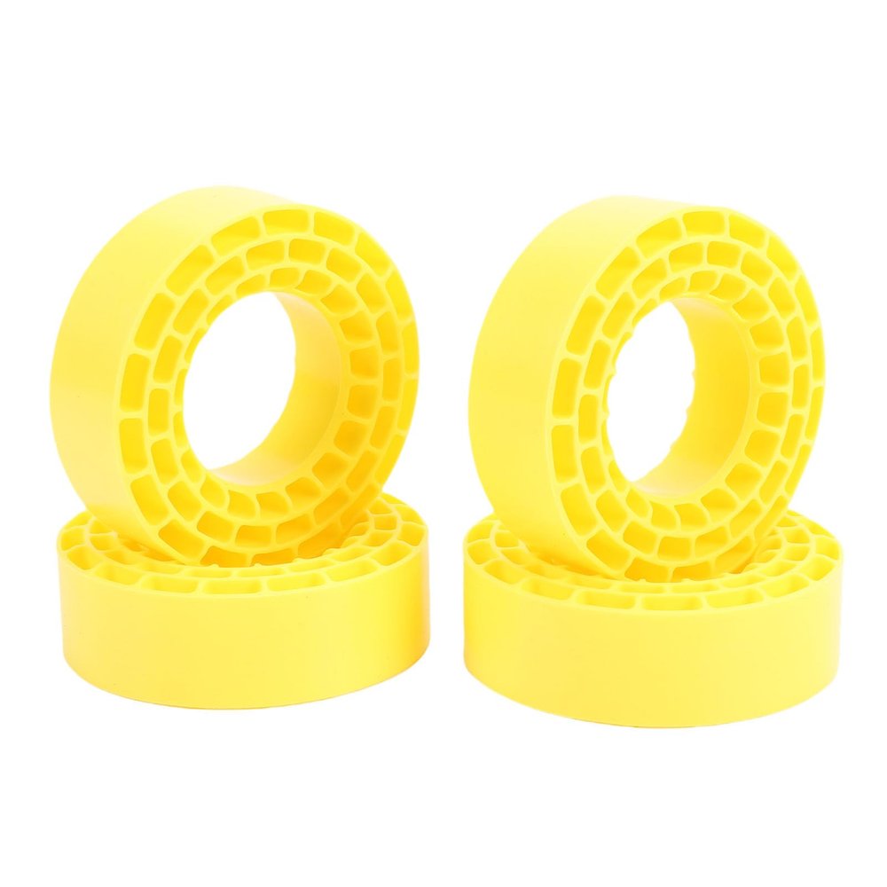 CHICIRIS Silicone RC Tire Inserts Double Layer Design 1.55 Inch for Offroad RC Cars Shock Absorbing Crawler Upgrade (Yellow)