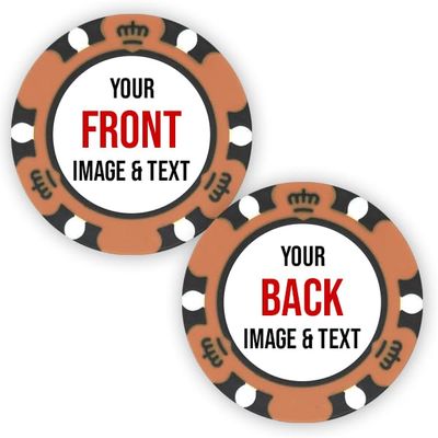 DA VINCI 50 Personalized Monte Carlo Poker Chips, Heavy 14 gram Clay Casino Chips Full Color Print Your Custom Image or Text on Both Sides (Orange)