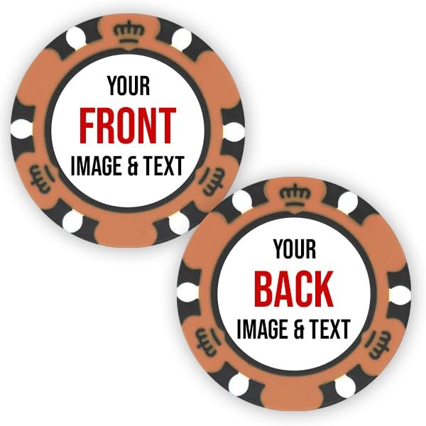 DA VINCI 50 Personalized Monte Carlo Poker Chips, Heavy 14 gram Clay Casino Chips Full Color Print Your Custom Image or Text on Both Sides (Orange)