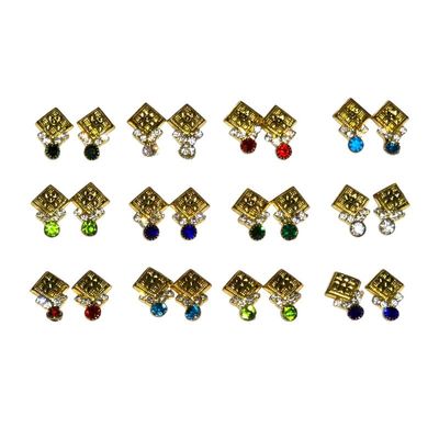 Basuri Creation Laddu Gopal Beautiful Deity Earings/Deity Tops for All Idols/Mix Colours/Set of 6 (Size 8no) 2210