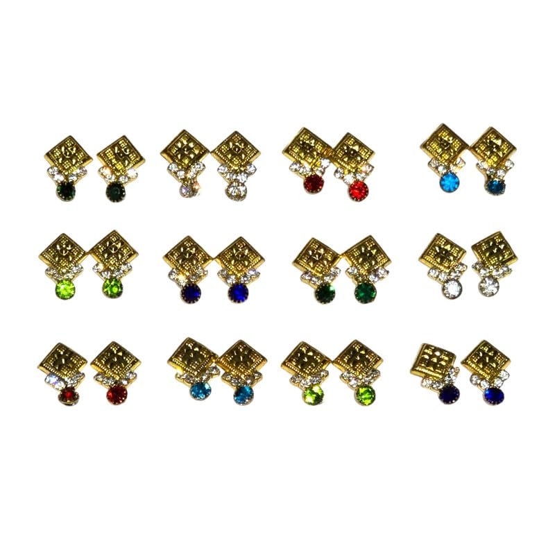 Basuri Creation Laddu Gopal Beautiful Deity Earings/Deity Tops for All Idols/Mix Colours/Set of 6 (Size 8no) 2210