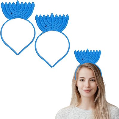 The Dreidel Company 12-Pack Hanukkah Menorah Headband - Light Up Flashing - Glow In The Dark Decoration