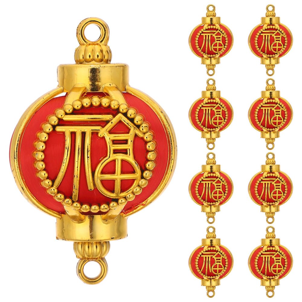10pcs Chinese Fu Character Mini Lanterns - Year of the Horse 2026 Hanging Pendant - Dollhouse Lanterns for Spring Festival New Year Party