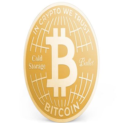 Ballet Bitcoin Cold Storage Coin - 24K Gold-Plated Physical Crypto Wallet Coin, Non-Electronic, Works with Ballet App (BTC Single)