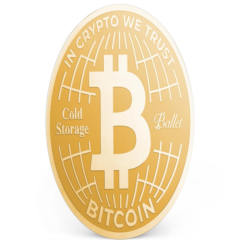 Ballet Bitcoin Cold Storage Coin - 24K Gold-Plated Physical Crypto Wallet Coin, Non-Electronic, Works with Ballet App (BTC Single)
