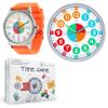 OWLCONIC Learning to Tell Time Bundle, Analog Wall Clock, Time Game, Kids Wristwatch  Orange view 1
