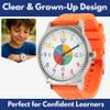 OWLCONIC Learning to Tell Time Bundle, Analog Wall Clock, Time Game, Kids Wristwatch  Orange view 3
