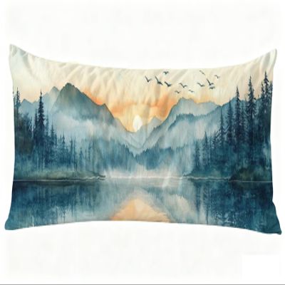 Long Body Pillow for Adults 16x47 Inch, Landscape Bed Pillows Sunset Double Sided Print Linen Throw Pillows Covers, for Side Sleeping Pregnant Pillow with Zipper for Home Bed Living Room Decor J0-289