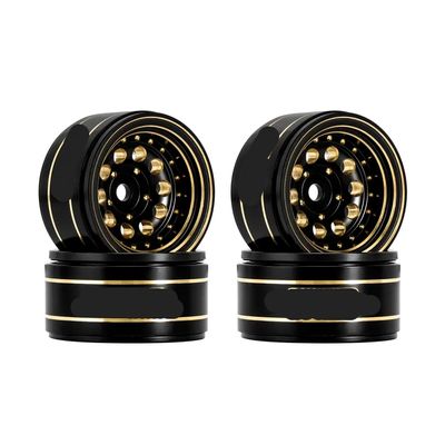 39g Black Coating Brass 1. 0 Inch Beadlock Wheel Rims Compatible with 1/24 1/18 Scale RC Crawler Cars Such As SCX24 AX24 Models Part Number W1008(4PCS W1008)