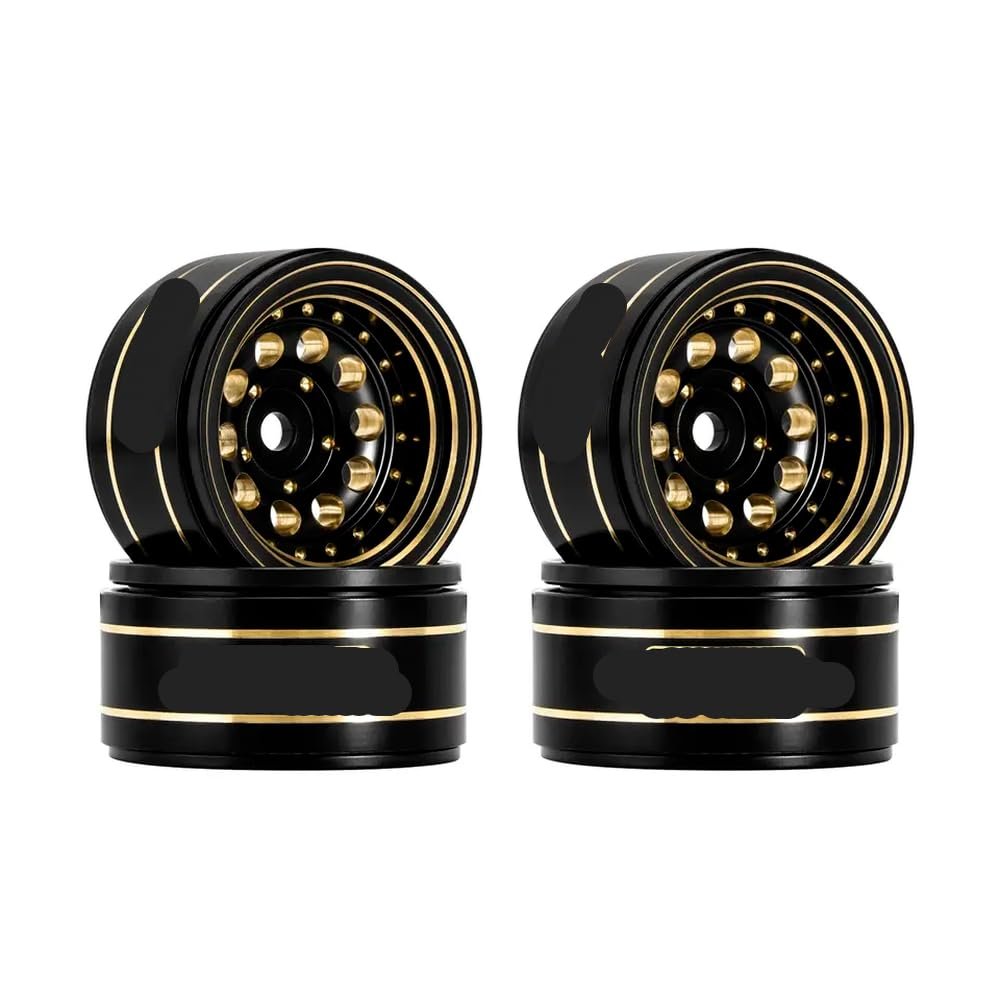 39g Black Coating Brass 1. 0 Inch Beadlock Wheel Rims Compatible with 1/24 1/18 Scale RC Crawler Cars Such As SCX24 AX24 Models Part Number W1008(4PCS W1008)