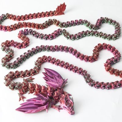 critigulf 3D Printed Giant Long Dragon - Largest Size Toothless with Wings and Pangolin Features (red-Green-Purple)
