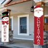 1 Pair Christmas Hanging Banner, Merry Christmas Doorway Decor With Cute Santa Claus And Snowman view 2