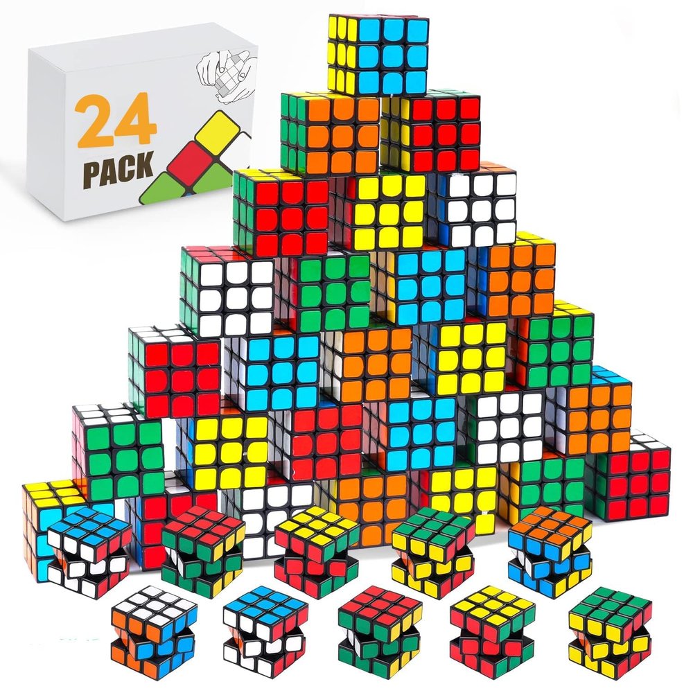 24 Pack Mini Speed Cube Party Favors, 1.18in 3x3 Magic Cube School Rewards & Classroom Prize for Students,Stress Relief Toys Easter Christmas Stocking Goody Bag Filler