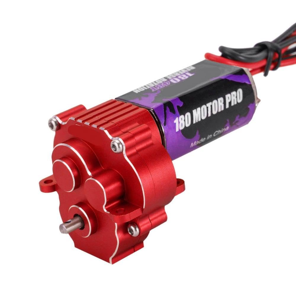 48T CNC Aluminum Transmission Set with 180 Brushed Motor Compatible for 1 18 Scale RC Crawler Upgrade Parts(Motor Transmission)