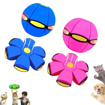 2026 New Children's Bouncing Ball, Magic Metaball, Magic Flying Saucer, Bouncy Ball, Parent-Child Interaction, Dual Form Freely Switchable, with 6 Light (Rose red + Blue)