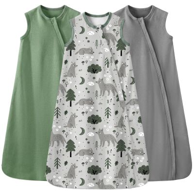 Yoofoss Baby Sleep Sack 6-12 Months 100% Organic Cotton Wearable Blanket for Babies 2-Way Zipper TOG 0.5 Infant Sleeping Sack 3 Pack, Soft Breathable