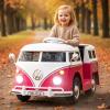 Licensed Volkswagen 12V Kids Ride on Car by INFANS with Cup Holder, LED Headlight, Music & Horn, Kids Electric Vehicles Bus for 3-6 Years Old (Pink) view 2