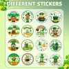 1000 Pcs Happy St Patricks Stickers Leprechaun Gnome Shamrock Decal 16 Designs Lucky Leaf Clover Stickers for Kids Irish Party Supplies Reward Gift Bag Envelopes Water Bottle Scrapbooking Cards view 3
