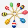 2Pcs Wooden Maracas Mini Wooden Ball Sand Hammer Baby Rattle Shaker Musical Sound Toy for Kids Random Color view 4