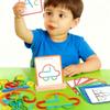 120 Pcs Wooden Pattern Blocks for Spelling Learn, Wooden Pattern Blocks with 20 Pcs Design Cards, Math & Art, Creative Shape Puzzles for 3-5 Year Olds Early Learn Activity Gifts view 1