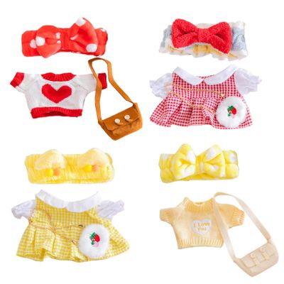 4 Set Clothes for Stuffed Animals Plush Stuffed Animal Clothes for Duck with Headbands, Skirts, Sweaters and Bags DIY Animal Accessories for Kids to Improve Hands-On Skills