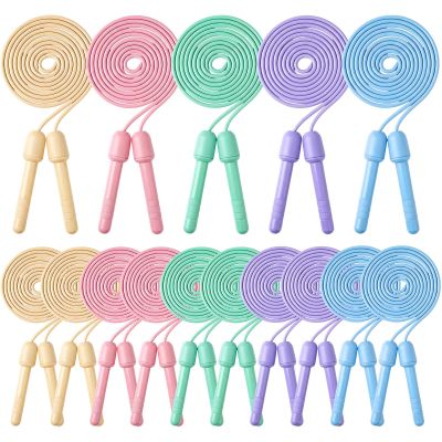 Aoriher Jump Rope 8.2 Feet Adjustable Fitness Skipping Jump Rope with Plastic Handles for Outdoor Exercise Sport Party Equipment, Assorted, Macaron Colors (15)