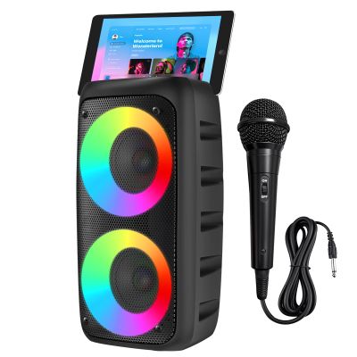 Xjahwr Karaoke Machine for Adults Kids,Colorful LED Lights, Portable Bluetooth Speaker with 1 Wired Mic Support TWS/TF/USB/AUX for Home Party Stage,Outdoor, Xmas Gifts,Outdoor
