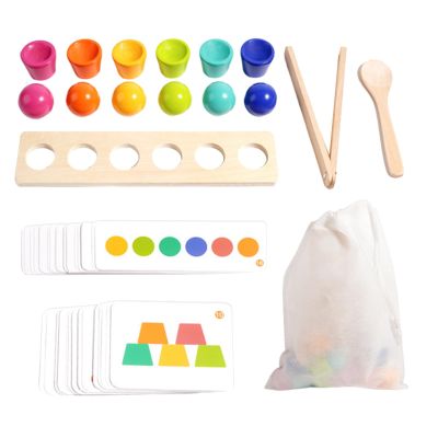 Clip Bead Sorting Set Fine Motor Color Sorting Game with Cups and Balls, Encourages Learning, Concentration, Coordination, Perfect for Boys and Girls Ages 3+, Home, Preschool, Nursery, Birthday