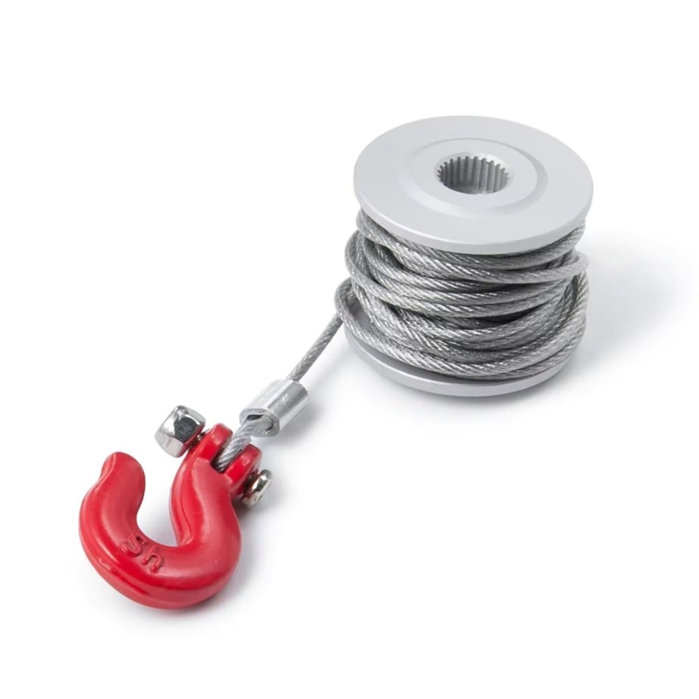 RC Car Upgrade Part For Axial For SCX10 90046 D90 1/10 25T Steering Gear Servo Winch Wheel Drum Wires Trailer Hook RC Car Upgrades Replacements Parts(Red)
