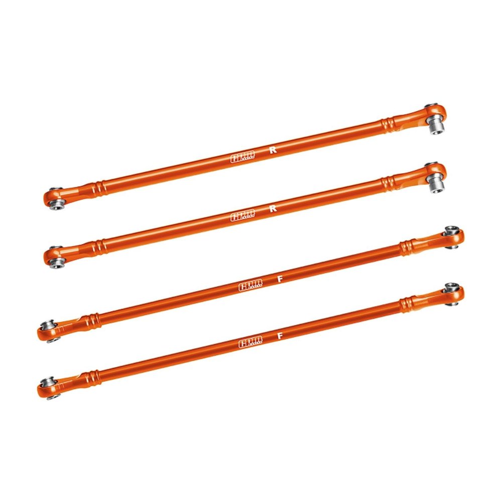 Aluminum 7075-T6 Alloy Upper Link Bar Set for Vanquish 1:10 H10 Optic Kit/Yokohama RTR/Sparco RTR Rock Crawler Upgrades - Orange