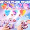 28 Pack Valentines Day Gifts for Kids with Galaxy Slime, Valentine Classroom Exchange Prizes, Slime Stress Relief Fidget Toys, Valentines Party Favors, School Prize Rewards view 4