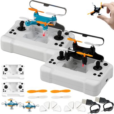 All-Ages Mini Drone with Easy Stunt Flights & 360 Tricks, Mini Drone Beginner-Friendly Stunt Flyer, Remote-Controlled Quadcopter with Altitude Hold, With LED Light (2pcs Black+ Blue)