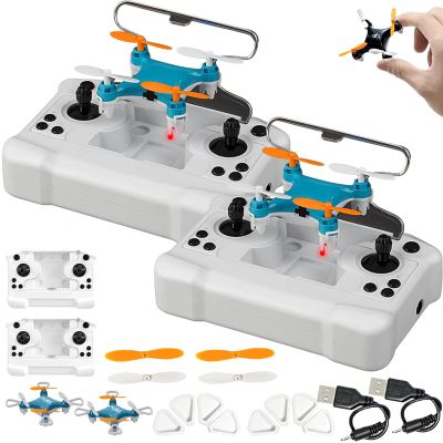 All-Ages Mini Drone with Easy Stunt Flights & 360 Tricks, Mini Drone Beginner-Friendly Stunt Flyer, Remote-Controlled Quadcopter with Altitude Hold, With LED Light (2pcsBlue)