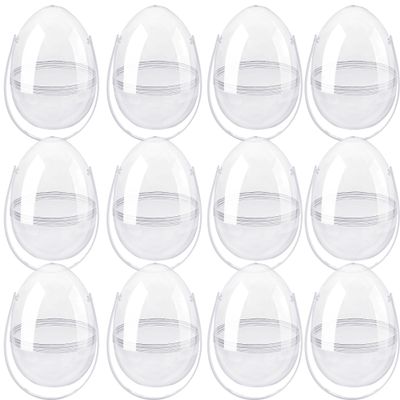 12 Pcs 6 Inch 8 Inch Jumbo Clear Easter Egg with Handles Large Transparent Easter Eggs Empty DIY Plastic Egg Fillable for Adult Kids Easter Hunt Supplies (Clear 6 Inch )