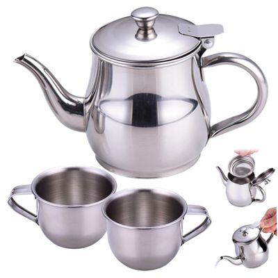sdybjml Kids Tea Set Includes Portable 330ml Stainless Steel Long Spout Teapot with Filter Screen and 2 70ml Cups for Children Gifts
