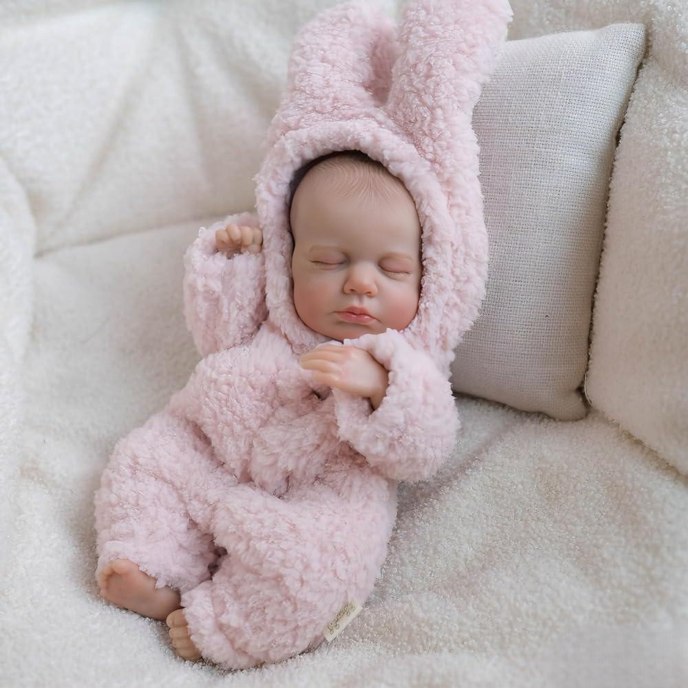 12 Inch Real Born Baby Doll Lifelike Sleeping Reborn Baby Dolls Full Vinyl Real Life Cute Babies Girl Pink Outfit Realistic Newborn Rebirth Toy with Feeding Accessories Gift Set for Kids Ages 3+