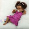 22 Inch 55cm African American Black Reborn Baby Girl Doll Purple Striped Dress, Realistic Soft Cloth Body & Vinyl Limbs, Hand-Rooted Hair, Gift for Kids 3+/Women Collectors view 4