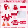 4 Sets 7 inches Desk Goose Outfits Mini Desk Goose Valentines Day Holiday Clothes Knitted Sweater with Knitting Hats Desktop Geese Accessories for Magnetic Goose Key Holder Small Animal Statue Decor view 4