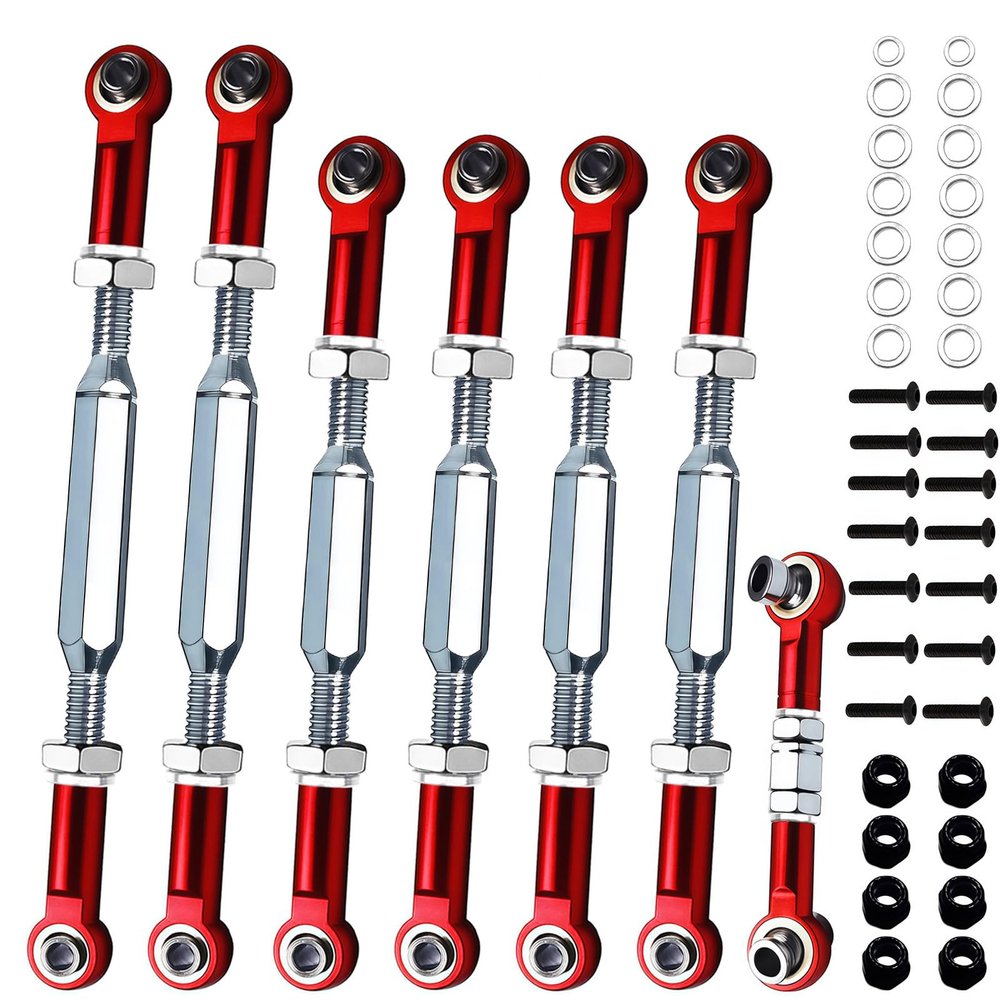 Adjustable 2026 New Stainless Steel Turnbuckles Camber Links Tie Rods with Spacers for 1/10 Traxxas 4X4 Slash VXL,Rustler VXL,Stampede VXL,HossVXL,RC Car Hops Up Parts(Red)