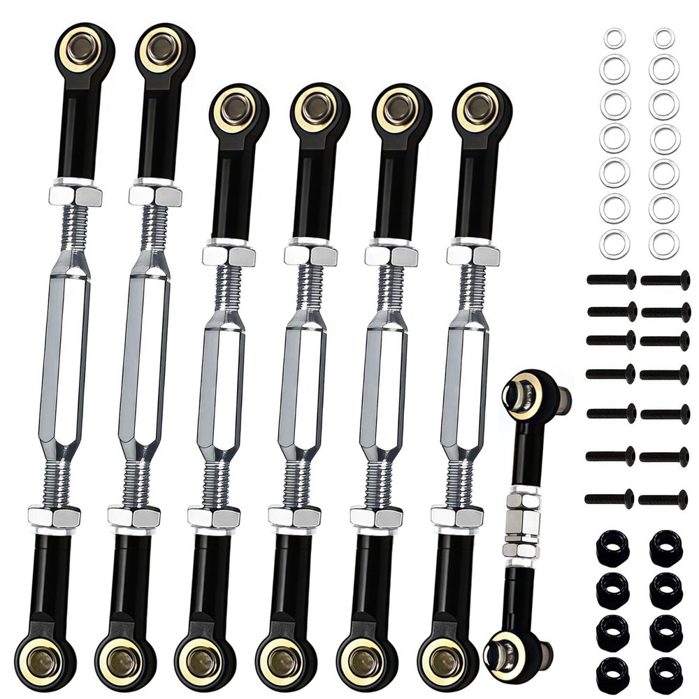 (2026 New Upgrade) 74-112 mm Stainless Steel Turnbuckles/Camber Links with Spacers fit for 1/10 Traxxas Slash 2WD All Model, Rustler 2WD,Slash 4X4,Hoss 4X4, Stampede,RC Car Hops Up Parts (Black)