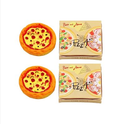 2 Set Miniature Pizza Box, 1:6 & 1:12 Scale Realistic Dollhouse Food Model Set, Yellow Resin Doll House Furniture Supplies for Pretend Play Kitchen