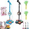 Cyeior The All-in-One Microphone Toy, Kids Microphone with Stand, Adjustable Stand, Speaker & LED Lights, Funny Karaoke Microphones Toy for Singing, Boys & Girls (Black*Blue) view 1
