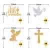 16PCS Glitter First Goly Communion Cupcake Toppers, God Bless Cross Dove Decor, Baptism Baby Shower Christening Party Decorations Supplies (Gold) view 2