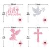 16PCS Glitter First Goly Communion Cupcake Toppers, God Bless Cross Dove Decor, Baptism Baby Shower Christening Party Decorations Supplies (Pink) view 2