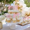 16PCS Glitter First Goly Communion Cupcake Toppers, God Bless Cross Dove Decor, Baptism Baby Shower Christening Party Decorations Supplies (Pink) view 4